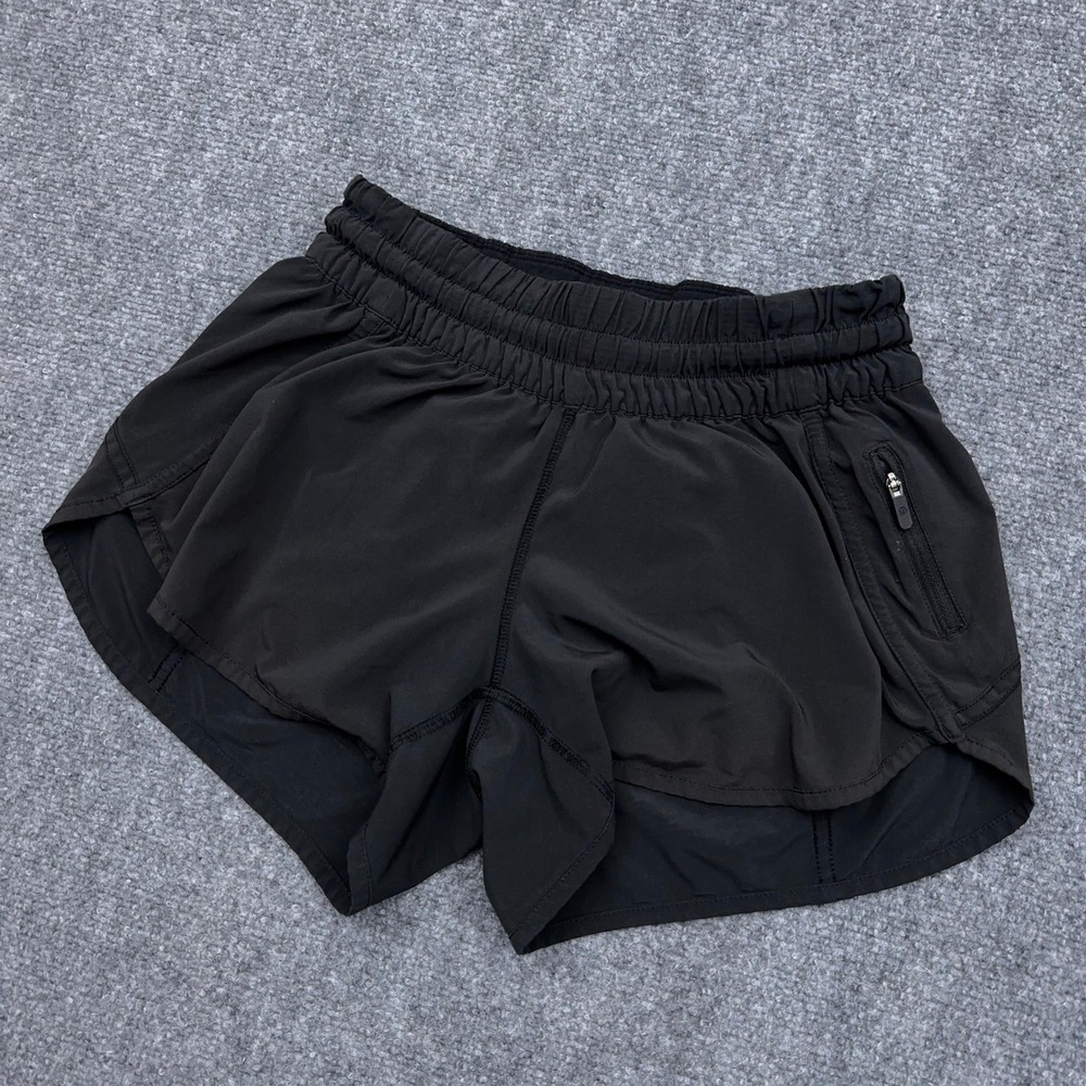 lululemon Tracker Short V Womens 6 Black 4" Inseam Athletic Running Lined W7AA6S